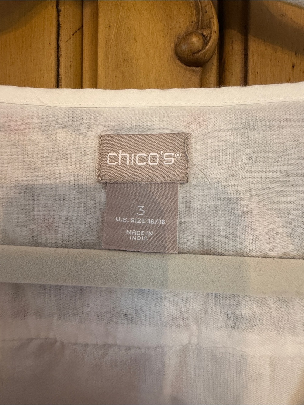 Chico's White Tunic with Blue & Pink Embroidered Panel - Picture 6 of 9